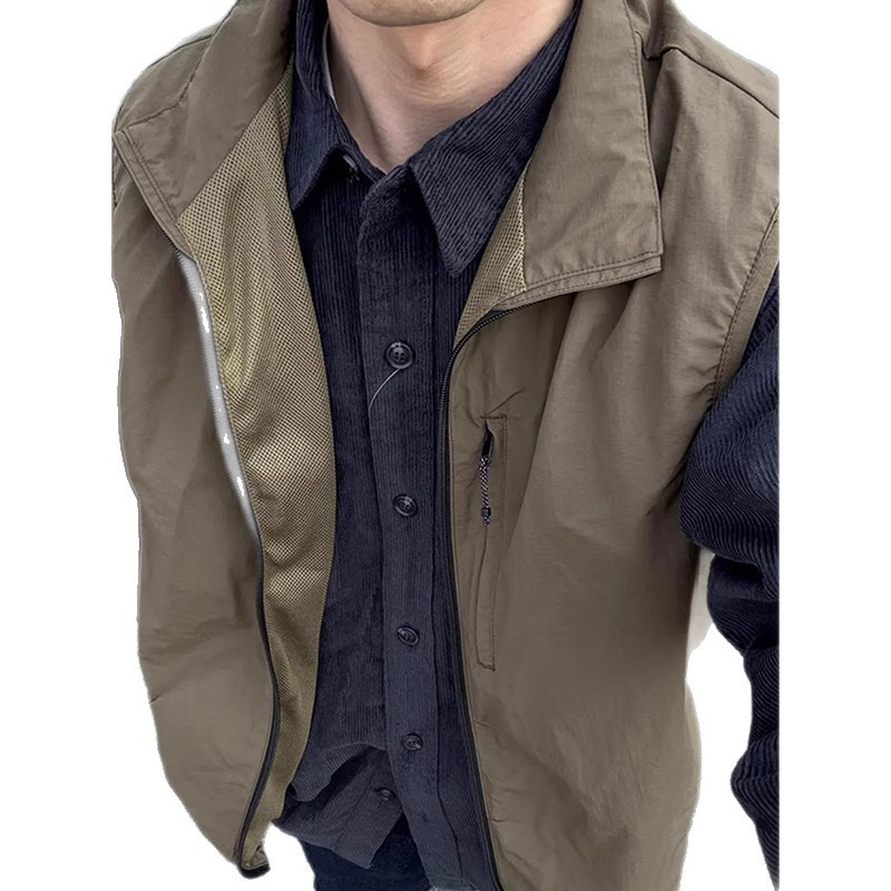 Olive-green Shirt Layered With A Trendy Brand Vest Jacket - Image 5