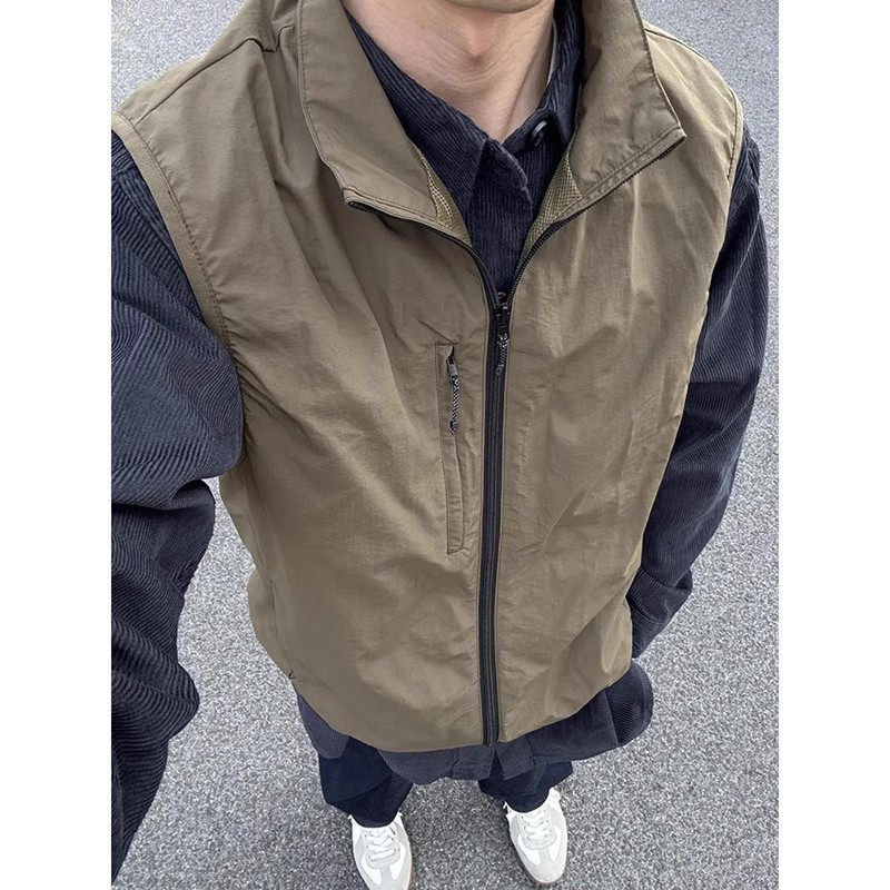 Olive-green Shirt Layered With A Trendy Brand Vest Jacket - Image 2