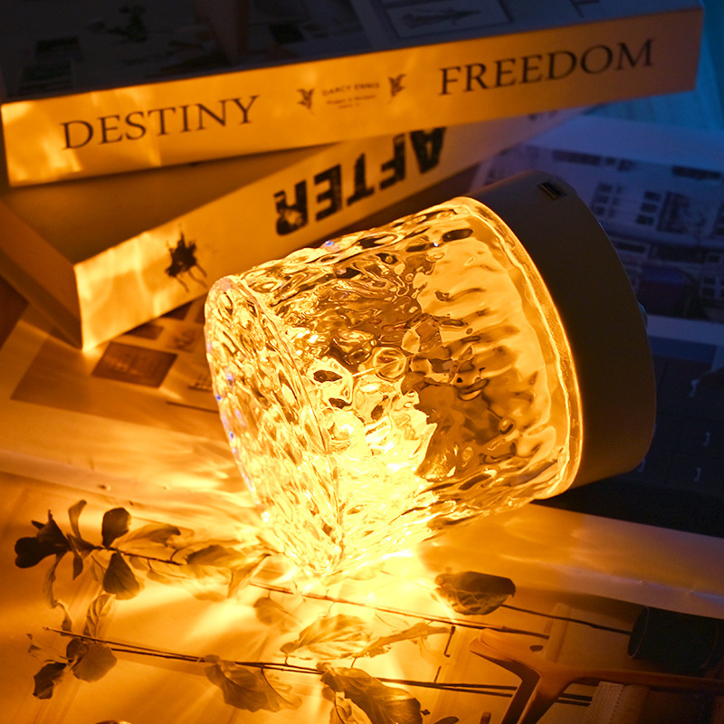 Crystal Lamp Water Ripple Projector Night Light Decoration Home Houses Bedroom Aesthetic Atmosphere Holiday Gift Sunset Lights Home Decor - Image 4