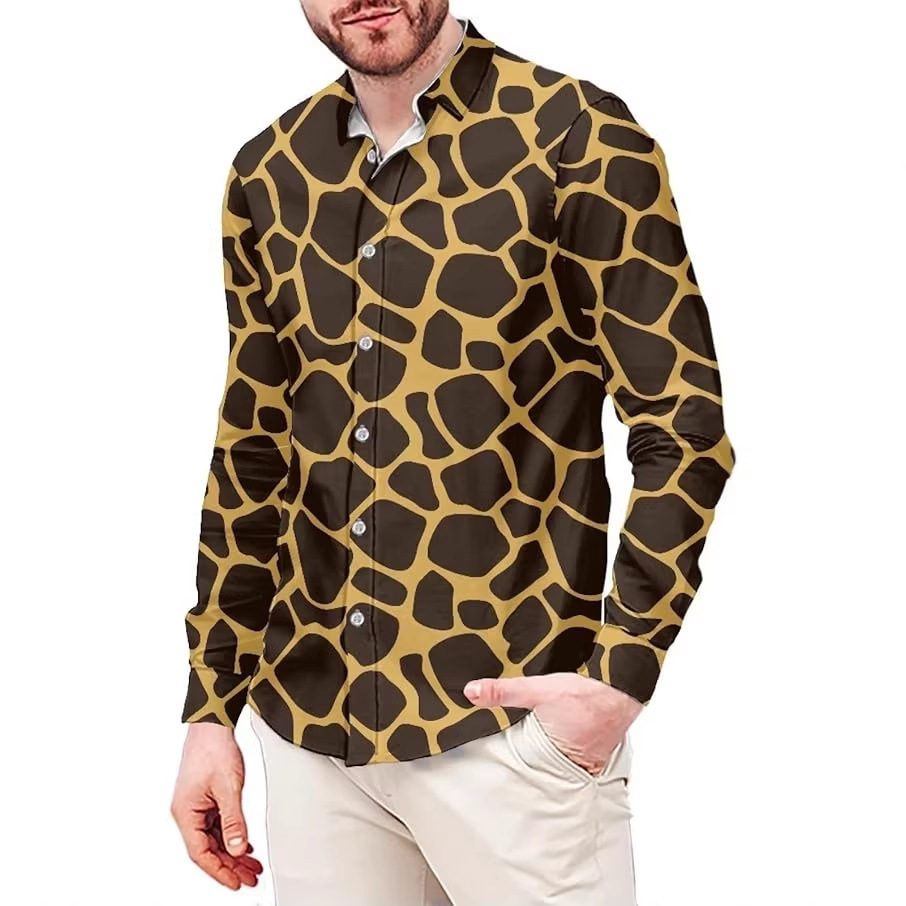 Mens Long-Sleeve Shirt With Leopard Print - Image 2