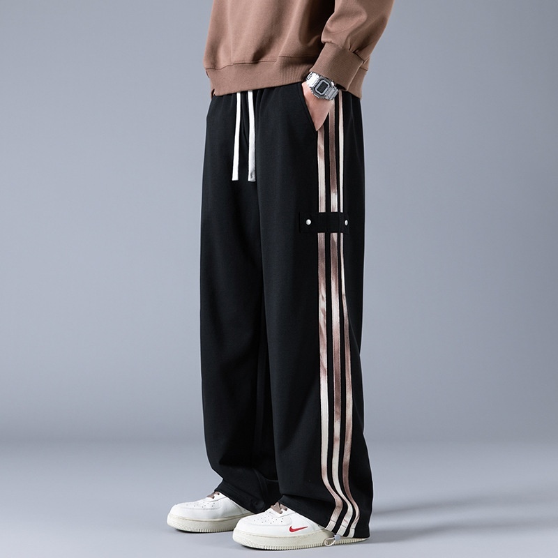 Mens Three-Stripe Sweatpants Spring American High-Street Style Joggers - Image 6