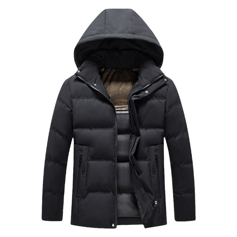 Mens Padded Cotton Coat With Fleece-Lined Detachable Hood - Image 6