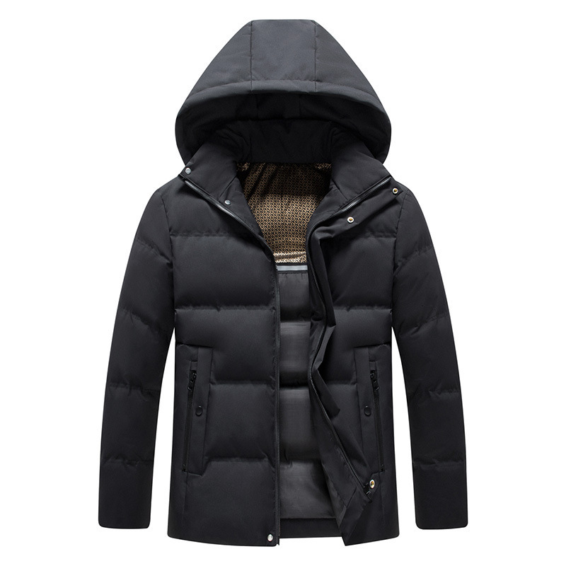 Mens Padded Cotton Coat With Fleece-Lined Detachable Hood - Image 2