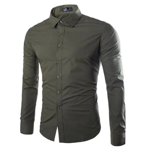 Casual Polo Collar Ironing Free Long Sleeves Shirt For Men - Image 4