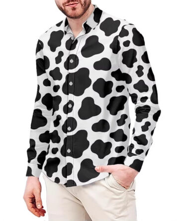 Mens Long-Sleeve Shirt With Leopard Print