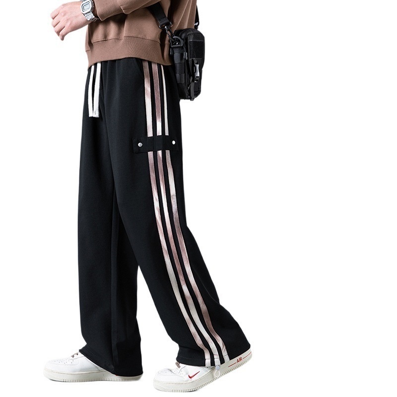 Mens Three-Stripe Sweatpants Spring American High-Street Style Joggers - Image 5