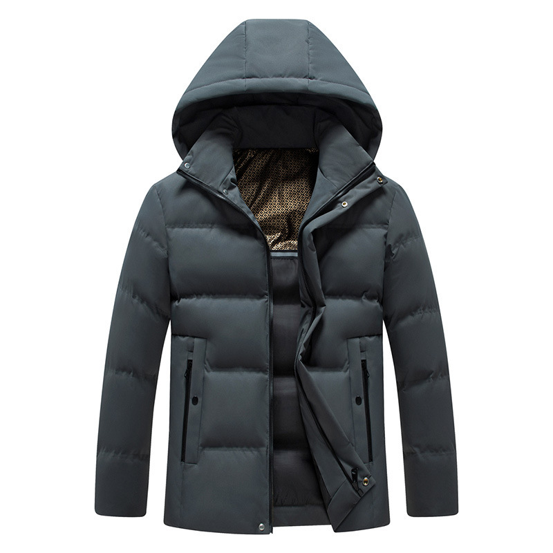 Mens Padded Cotton Coat With Fleece-Lined Detachable Hood - Image 3