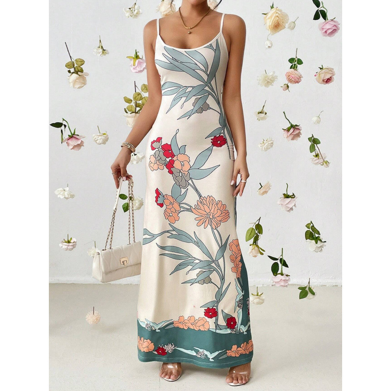 Printed Bodycon Long Slip Dress - Image 3