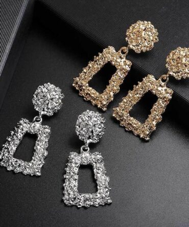 Metal earrings embossed floral earrings