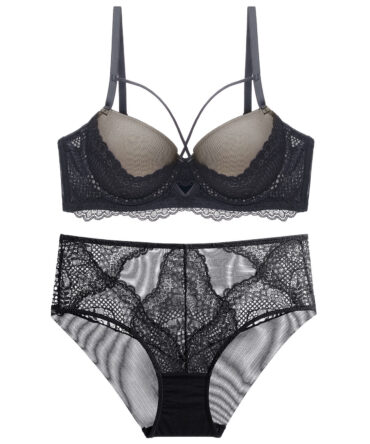 French Lace Splicing Hollow-out Sexy Bra Suit