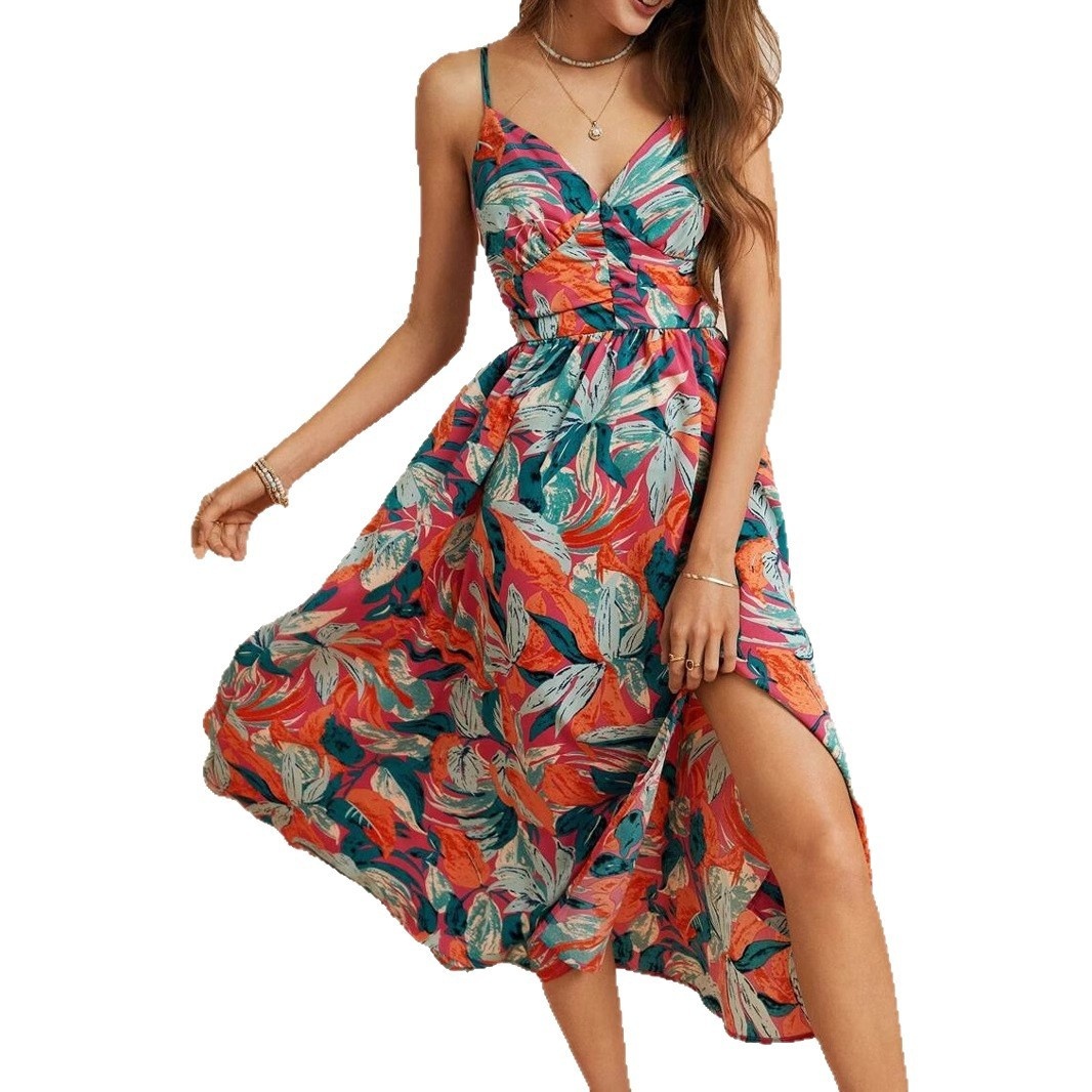Womens Slimming Tropical Print Bodycon Dress - Image 4