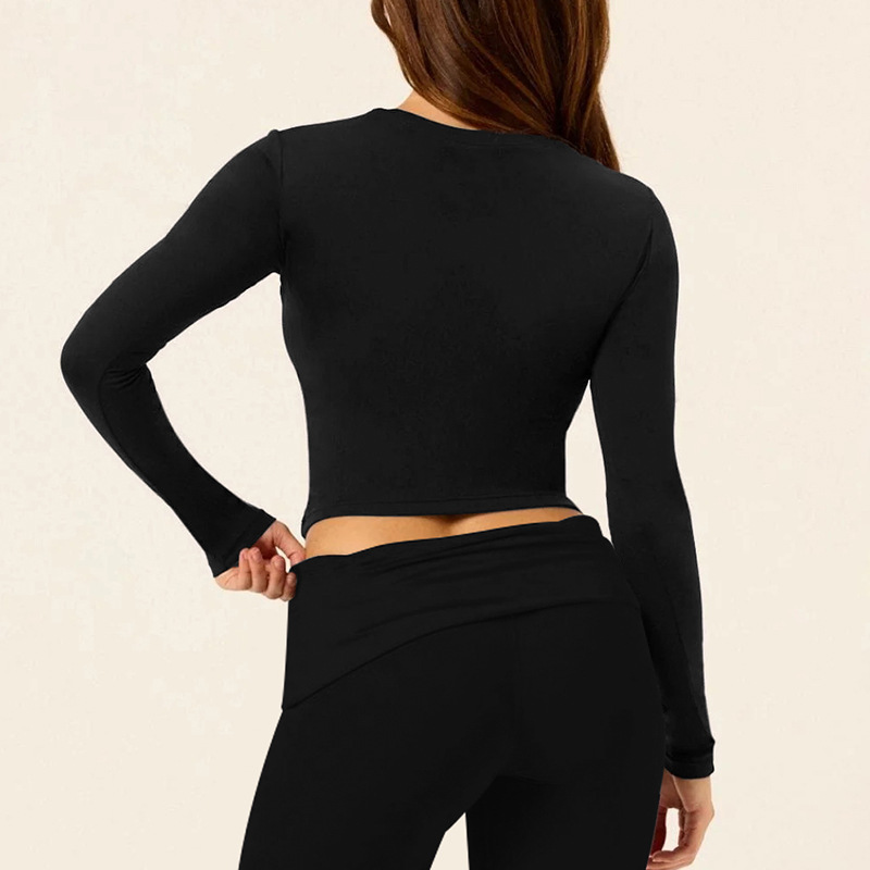 Long-sleeved Yoga Clothes And Small Round Neck Exercise - Image 2