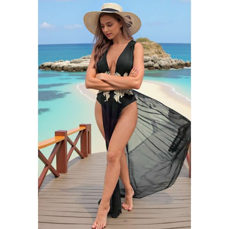 Deep-V High-slit Dress For A Beachy Vacation Look - Image 3