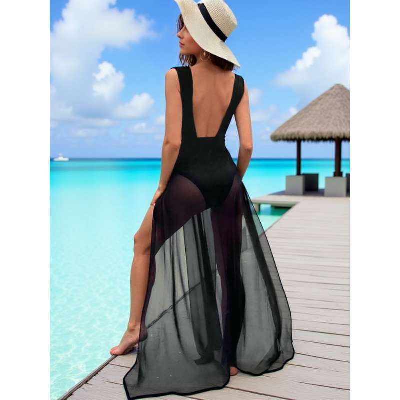 Deep-V High-slit Dress For A Beachy Vacation Look - Image 2