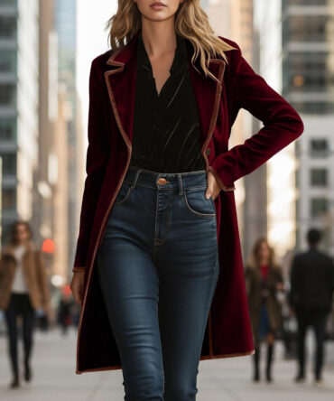 Stylish And Sophisticated Velvet Coat For Women