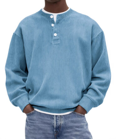 Mens Casual And Stylish Corduroy Ribbed Pullover