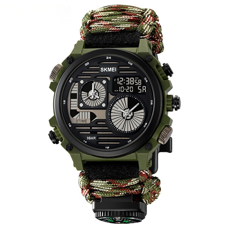 Mens Outdoor Exploration Multi-Function Waterproof Silicone Paracord Watch - Image 9