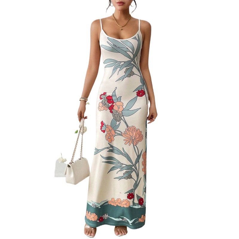 Printed Bodycon Long Slip Dress - Image 5