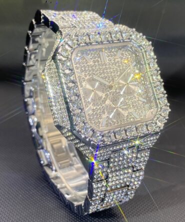 European And American Hip-hop Men's Watch Square-shaped Fully Diamond-encrusted Multi-functional