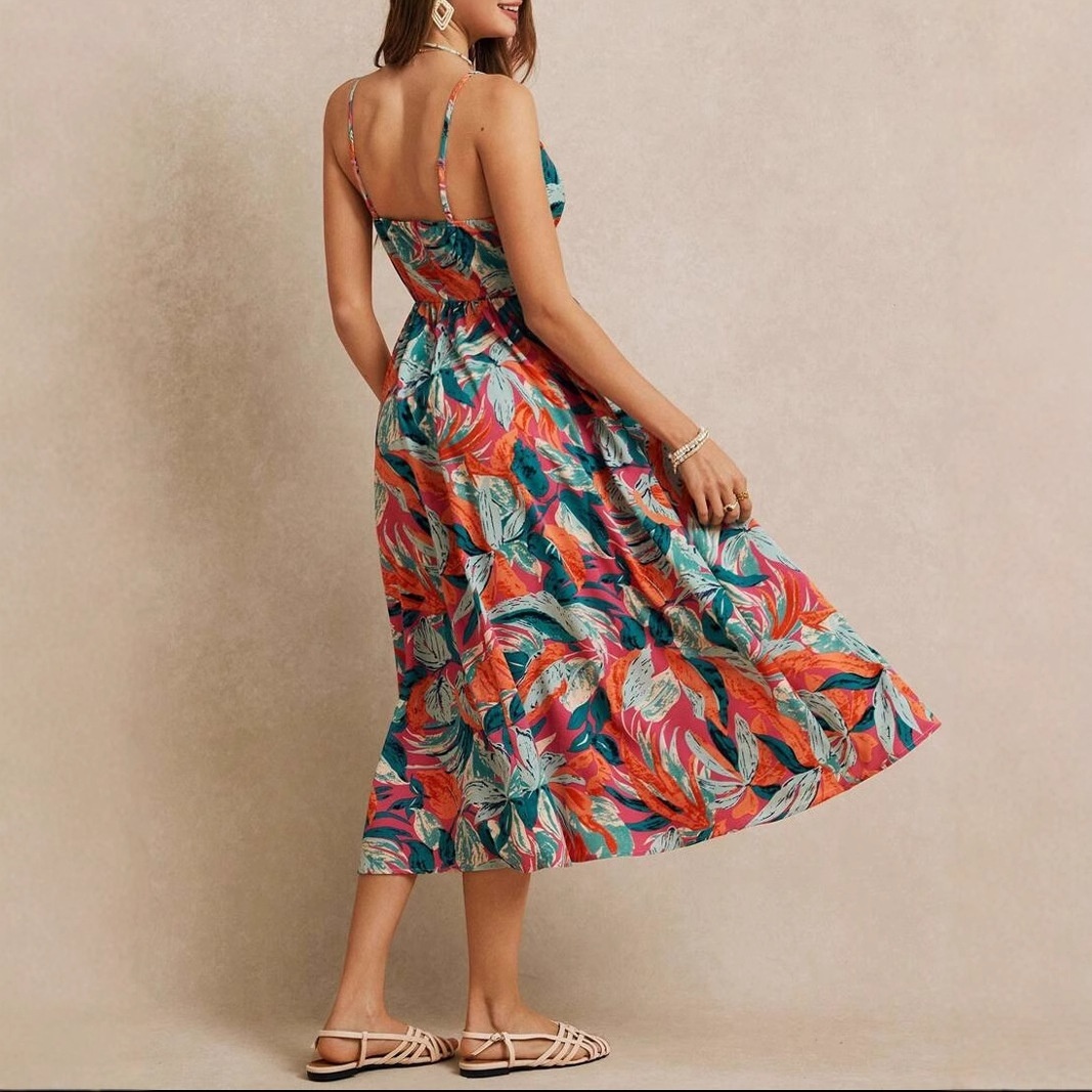 Womens Slimming Tropical Print Bodycon Dress - Image 2