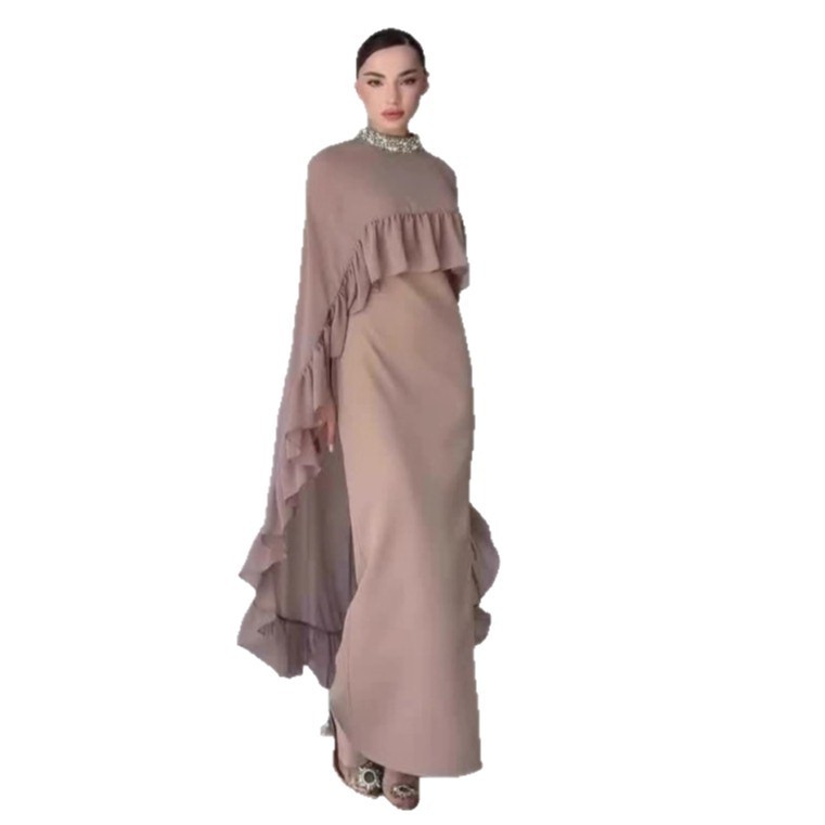 Two-piece Sleeveless Ruffled Beaded Dress Set - Image 5