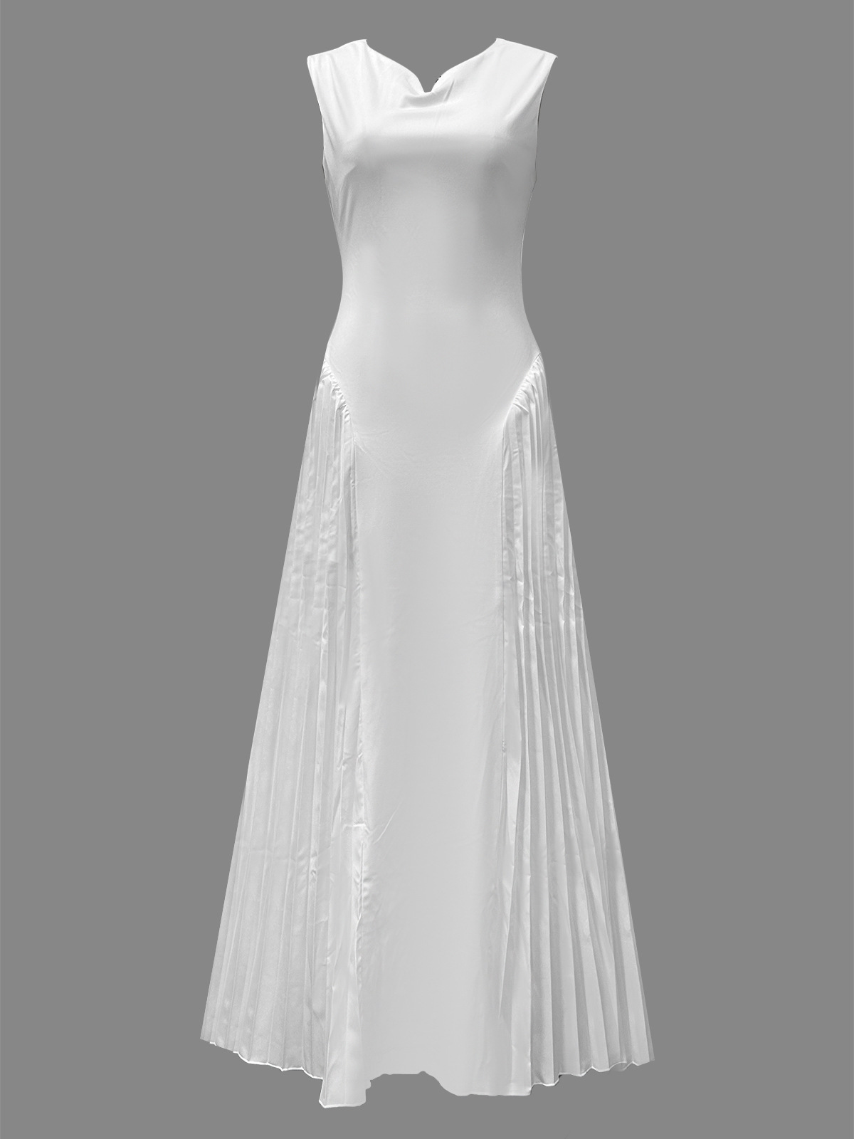 European And American-style Elegant Pleated Waist-cinching Maxi Dress - Image 5