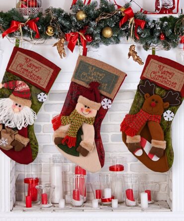 Christmas Stocking Socks Snowman Santa Elk Xmas Fireplace Xmas Tree Ornaments New Year Candy Bag Gift Christmas Decor