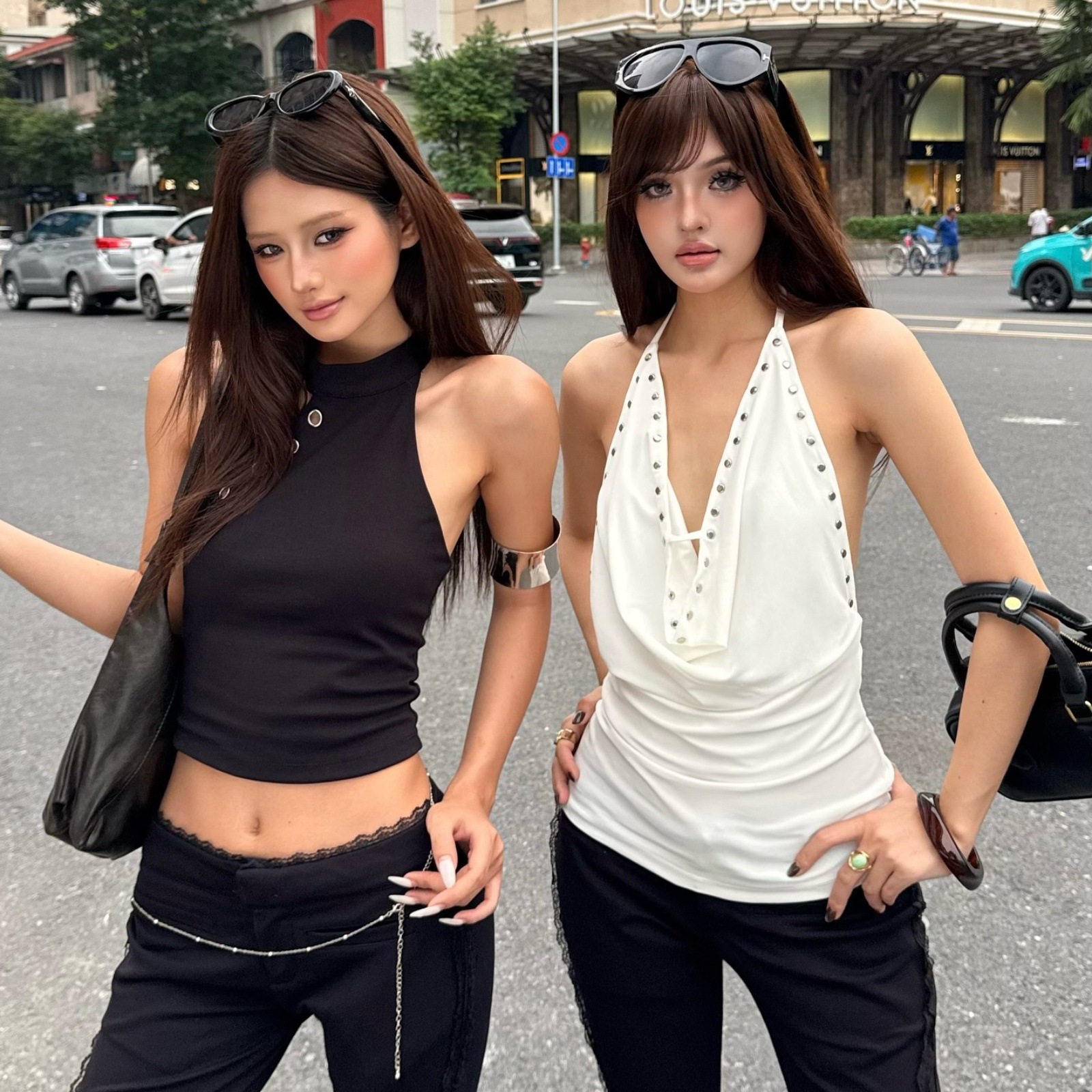 Features An Asymmetric Ruffled Neckline And Tie Details - Image 3