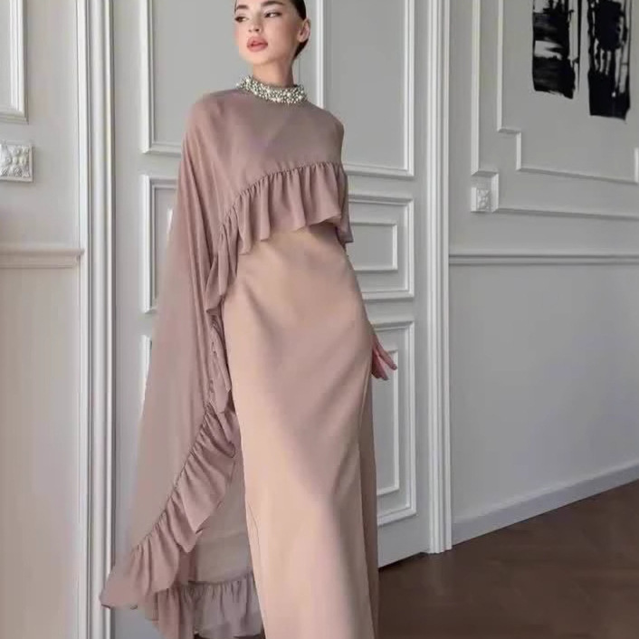 Two-piece Sleeveless Ruffled Beaded Dress Set - Image 2