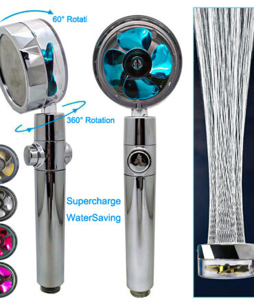 Shower Head Water Saving Flow 360 Degrees Rotating With Small Fan ABS Rain High Pressure Spray Nozzle Bathroom Accessories