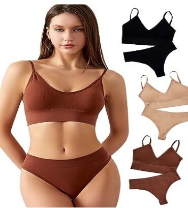 Thin -steel -free Rim Sports Suspender Vest French Triangle Cup Bar & Panties Two Piece Lingerie Set