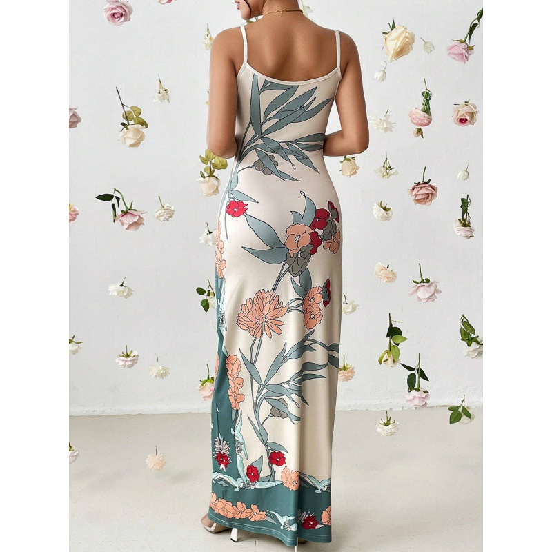 Printed Bodycon Long Slip Dress - Image 2