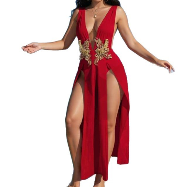 Deep-V High-slit Dress For A Beachy Vacation Look - Image 5