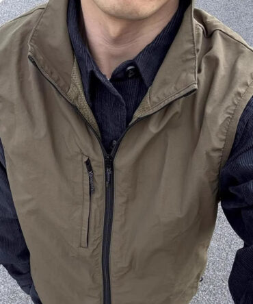 Olive-green Shirt Layered With A Trendy Brand Vest Jacket