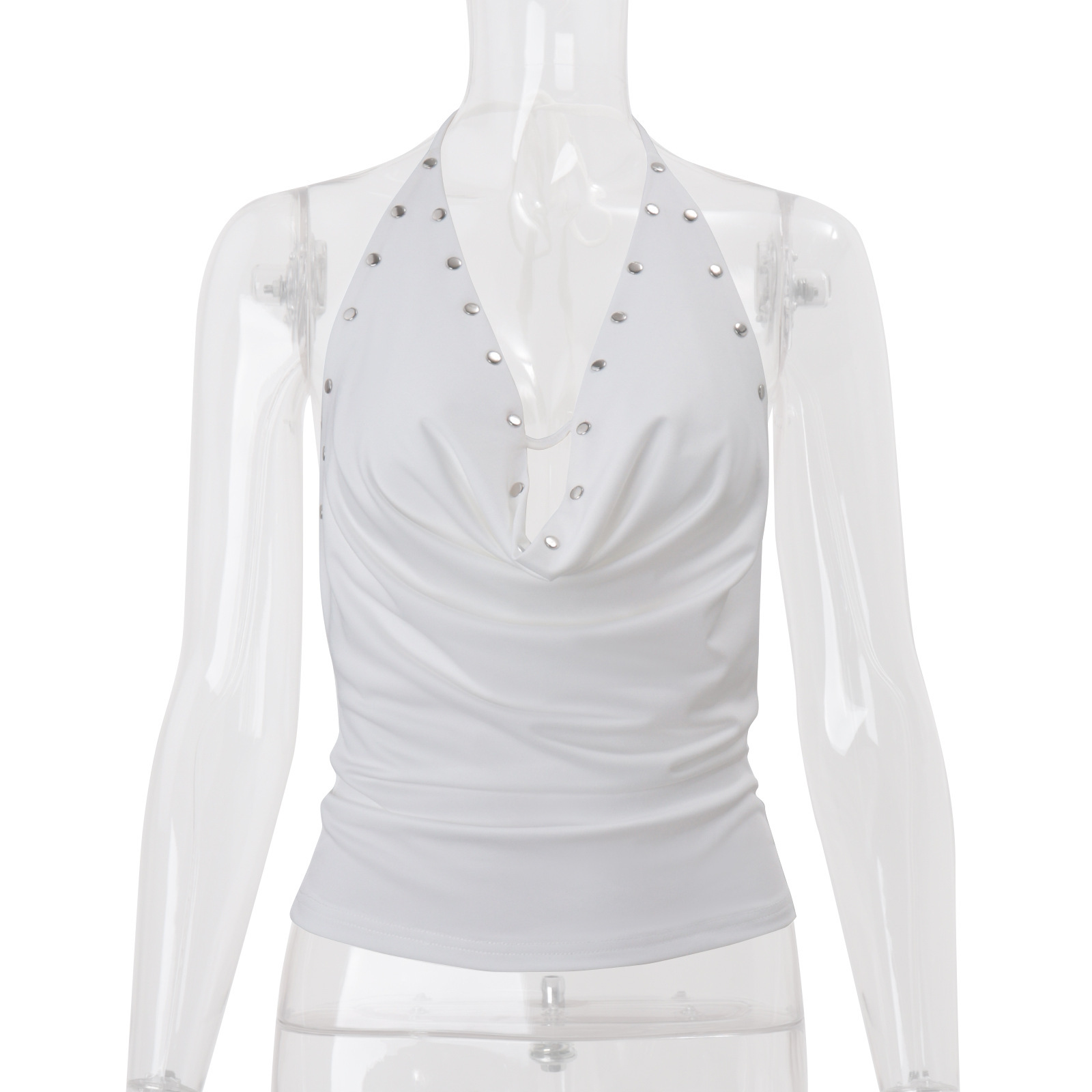 Features An Asymmetric Ruffled Neckline And Tie Details - Image 6