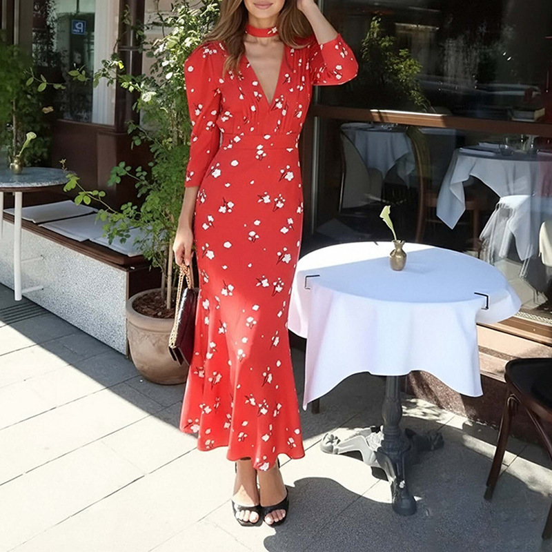 Womens Casual Slim-Fit Dress With European And American-Style Prints - Image 2