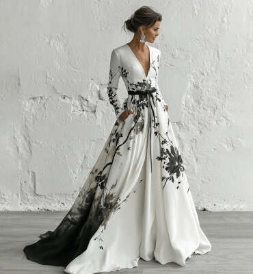 Womens Retro Bohemian Rose-Embroidered Loose Linen Dress