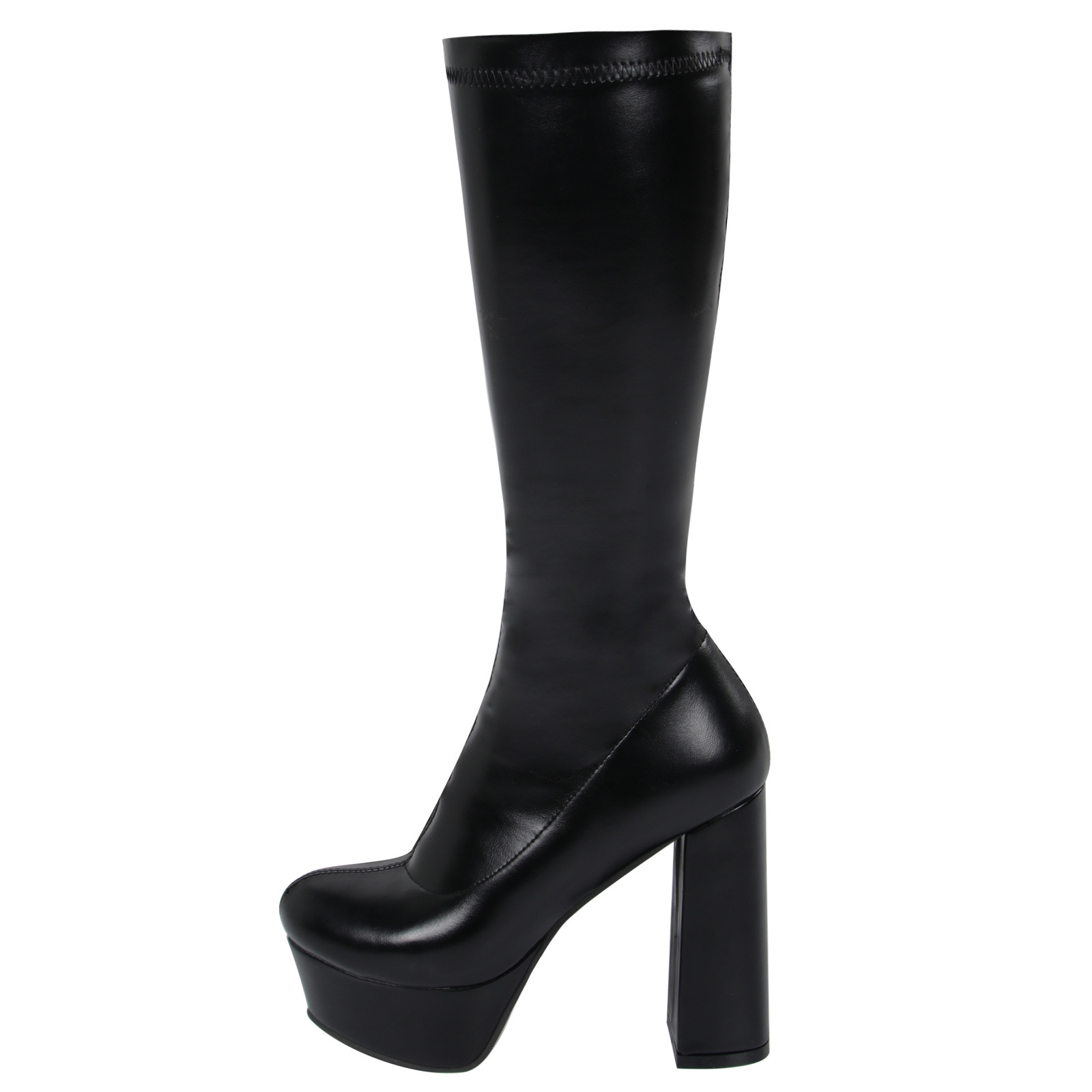 High-elasticity Mid-calf Womens Leather Boots With A Leopard Print - Image 6