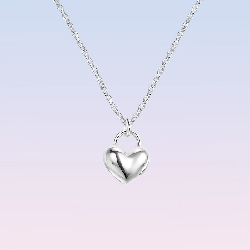 Stylish Sterling Silver Heart Pendant Necklace With A Smooth Finish