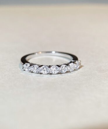 S925 Sterling Silver Seven Princess Stackable Ring Minimalist Design