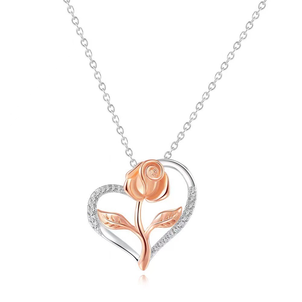 Necklace S925 Fashion European And American Style Heart-shaped Rose - Image 10