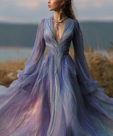 Womens Retro Bohemian Rose-Embroidered Loose Linen Maxi Dress