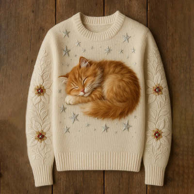 Womens Printed Long-Sleeve Sweatshirt Top - Image 5