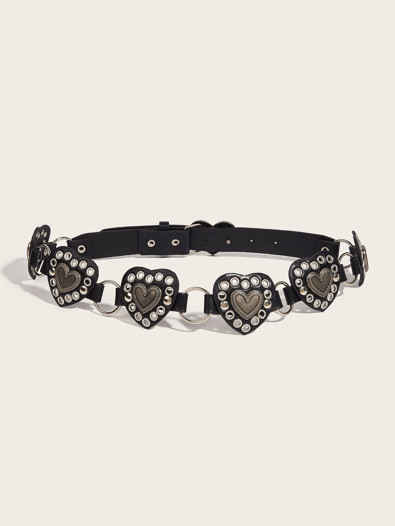 Street-style Hollowed-out Circular PU Leather Belt - Image 6