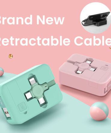 4 In 1 Retractable USB Cable Creative Macaron Type C Micro Cable For I Phone With Phone Stand Charging Data Cable Line Storage Box