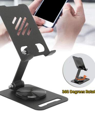360 Degrees Rotate Metal Desk Mobile Phone Holder Stand For Phone Pad Adjustable Desktop Tablet Holderl Table Cell Phone Stand