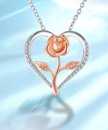 Necklace S925 Fashion European And American Style Heart-shaped Rose