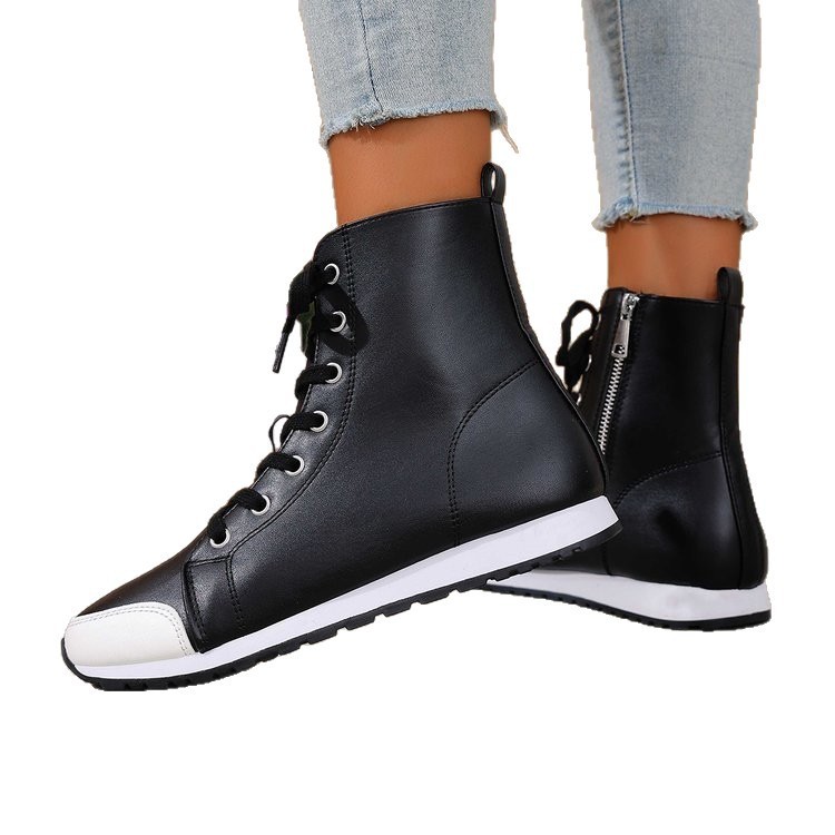 Womens Stylish Side-zip Flat Ankle Boots - Image 5