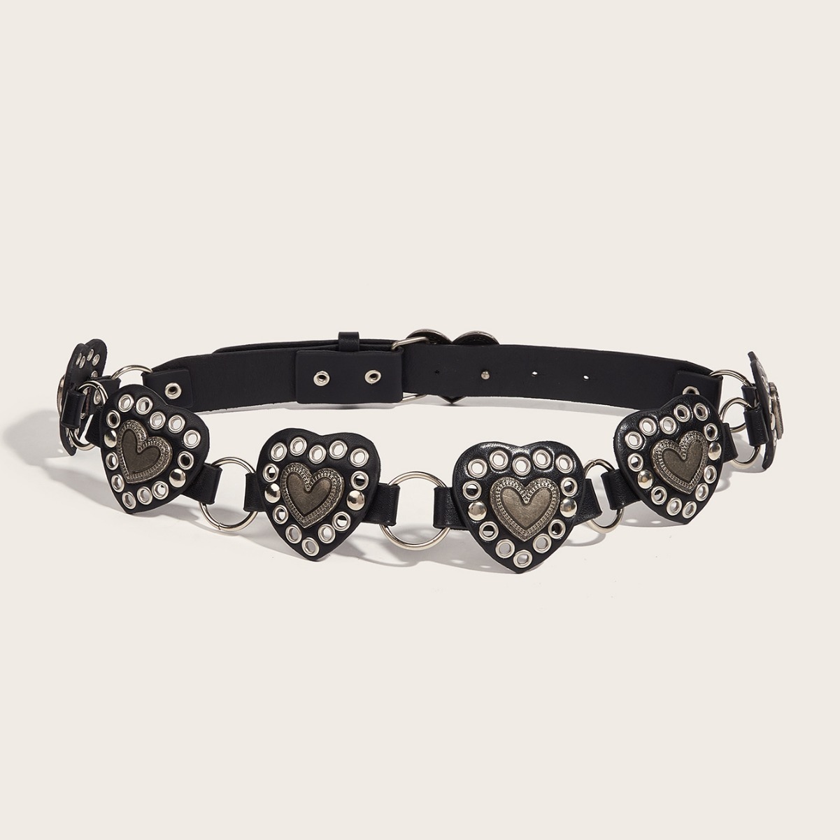 Street-style Hollowed-out Circular PU Leather Belt - Image 2