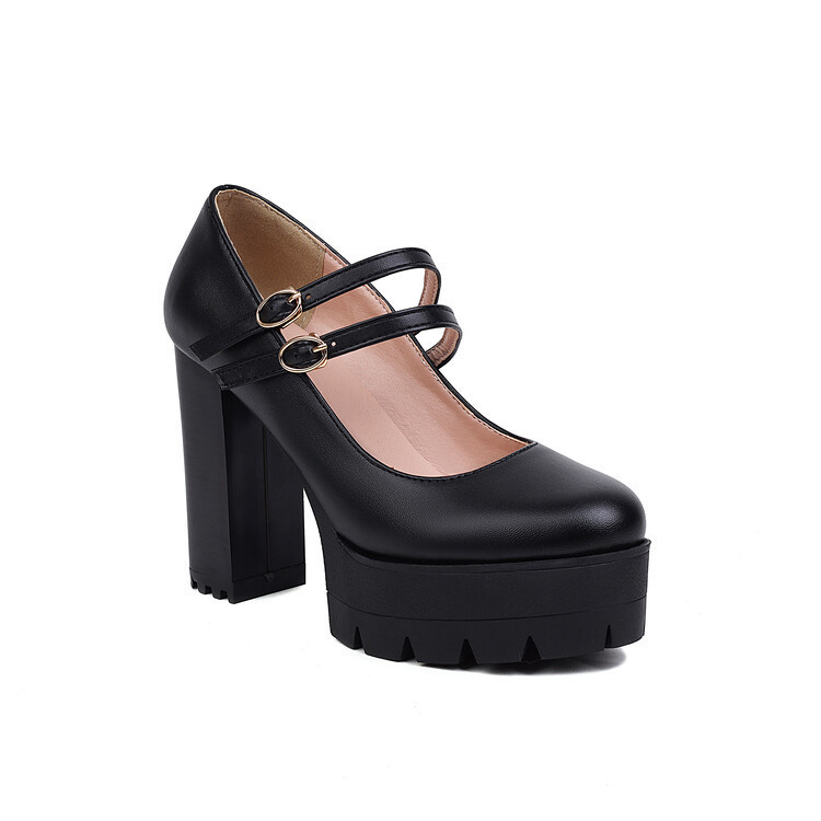 Womens Chunky High-heeled Shoes In Plus Sizes - Image 3